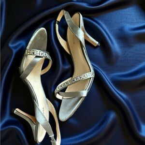 Pelle Moda Bracen Silver Crystal Slingback Heels - 7.5